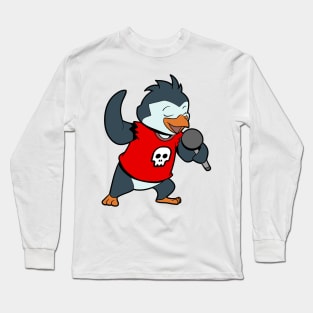 Singing penguin with microphone Long Sleeve T-Shirt